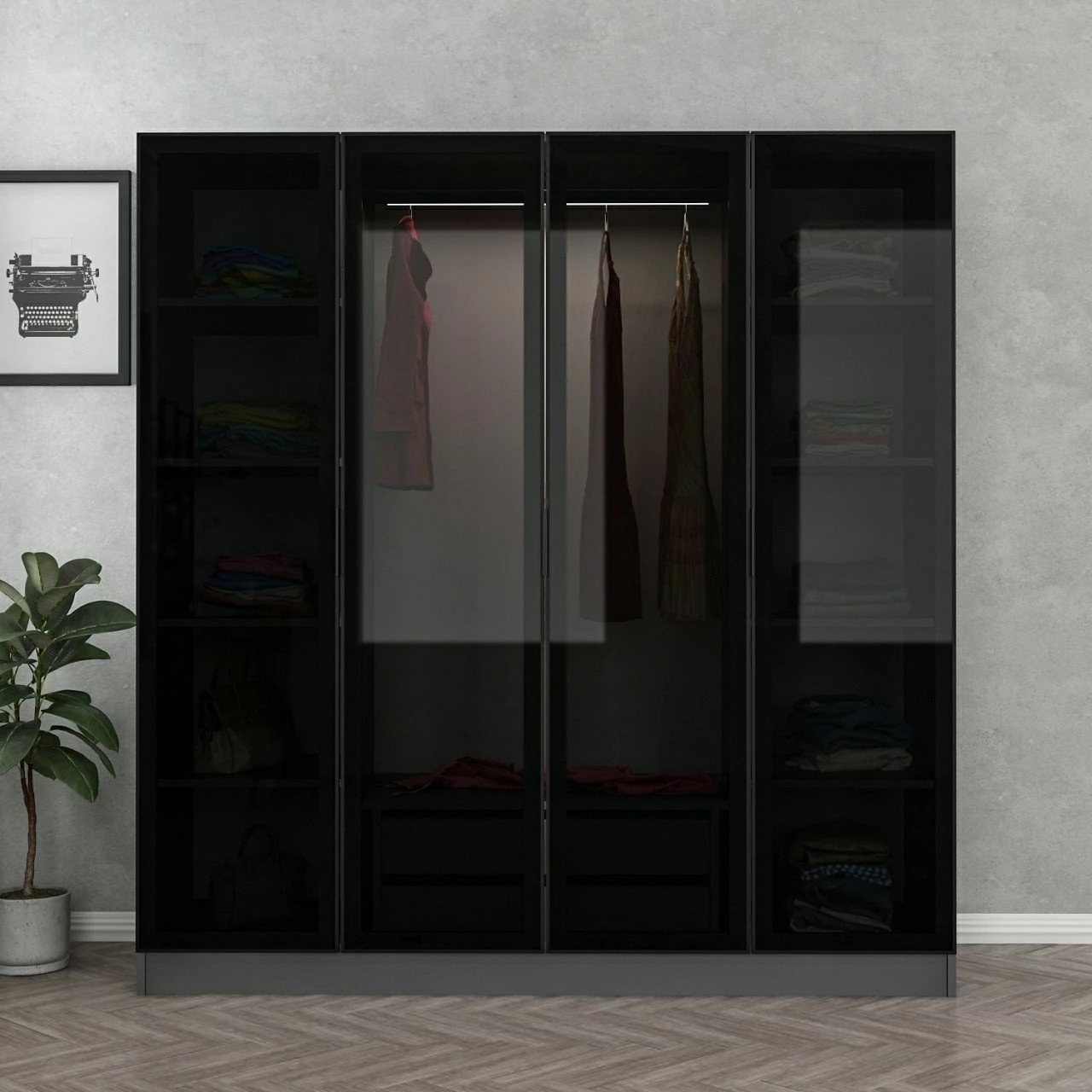 Dollap Skye Decor, anthracite e zi, 180x190x52cm
