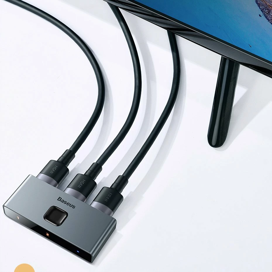 Switch HDMI Baseus CAHUB-BC0G, 2x HDMI, 4K/30Hz, Gri