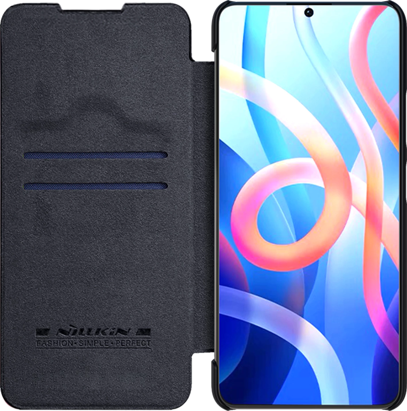 Mbështjellës Nillkin Qin Case për Xiaomi Redmi Note 11T 5G / 11S 5G / 11 5G (China) / Poco M4 Pro 5G, e zezë