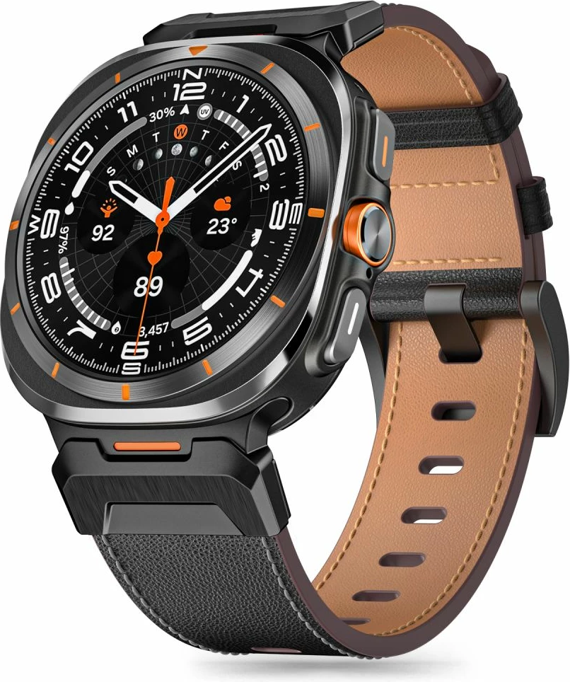 Rrip lëkure për smartwatch Tech-Protect Delta Pro, për Samsung Galaxy Watch Ultra 47mm, Zi