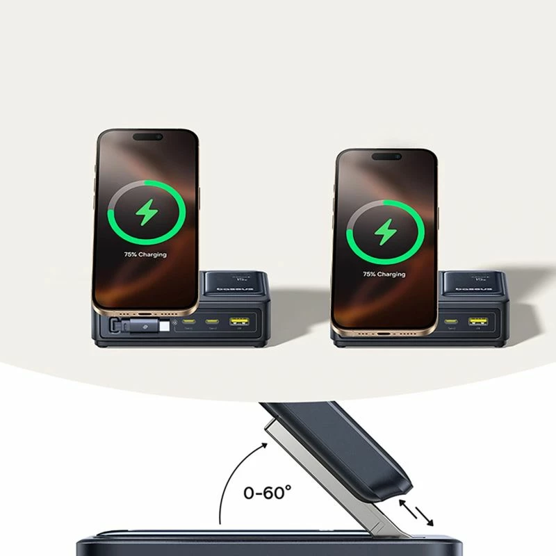 Stacion karikimi 5-në-1 Baseus NOMOS 140W Qi2, i zi