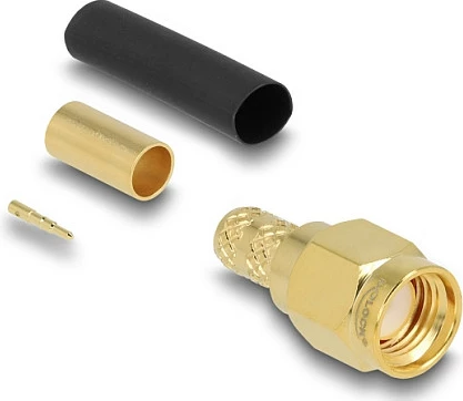 Konektor SMA DeLOCK për krimpim LMR200, 50 Ω, mashkull, gold