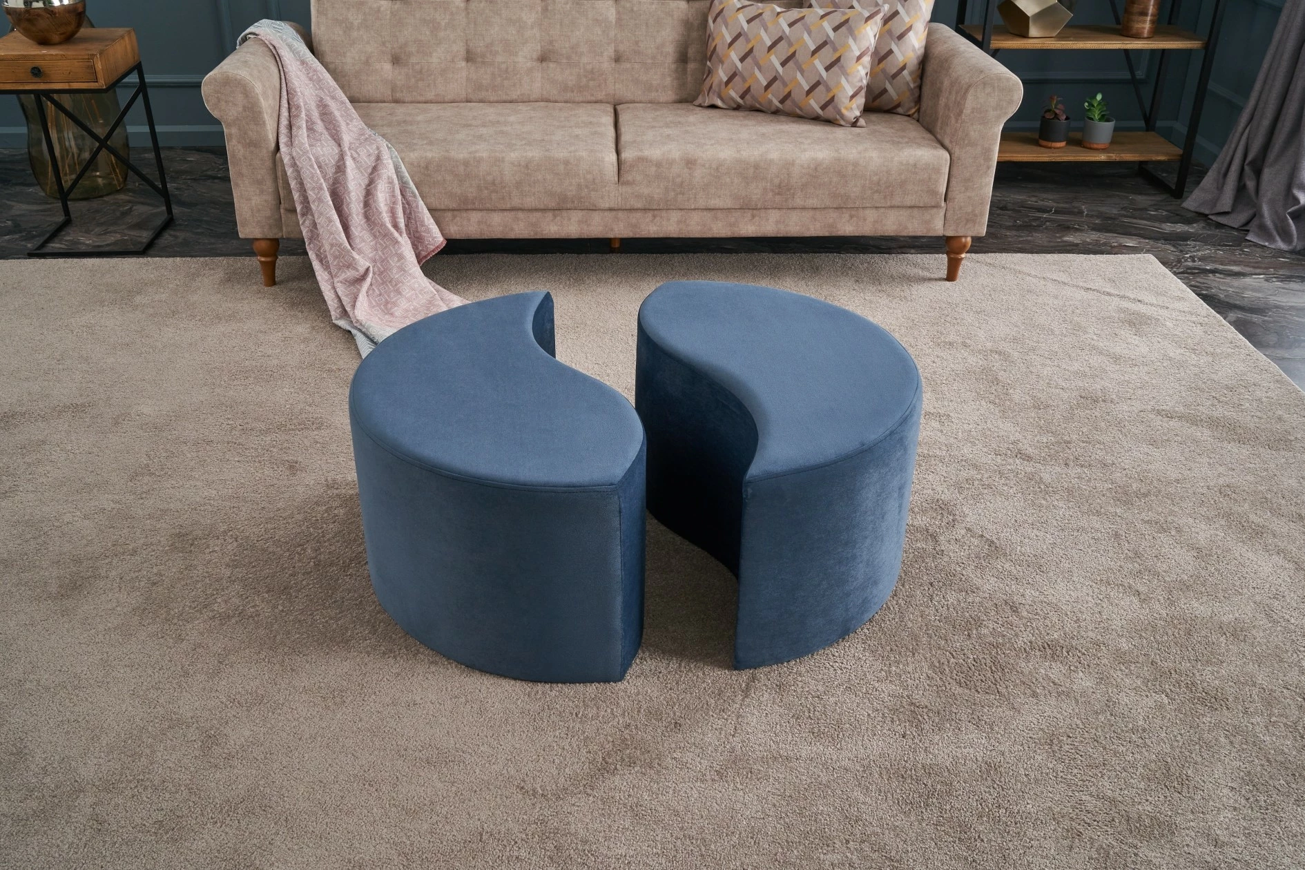 Puf Atelier del Sofa, Alis, kadife blu - 3