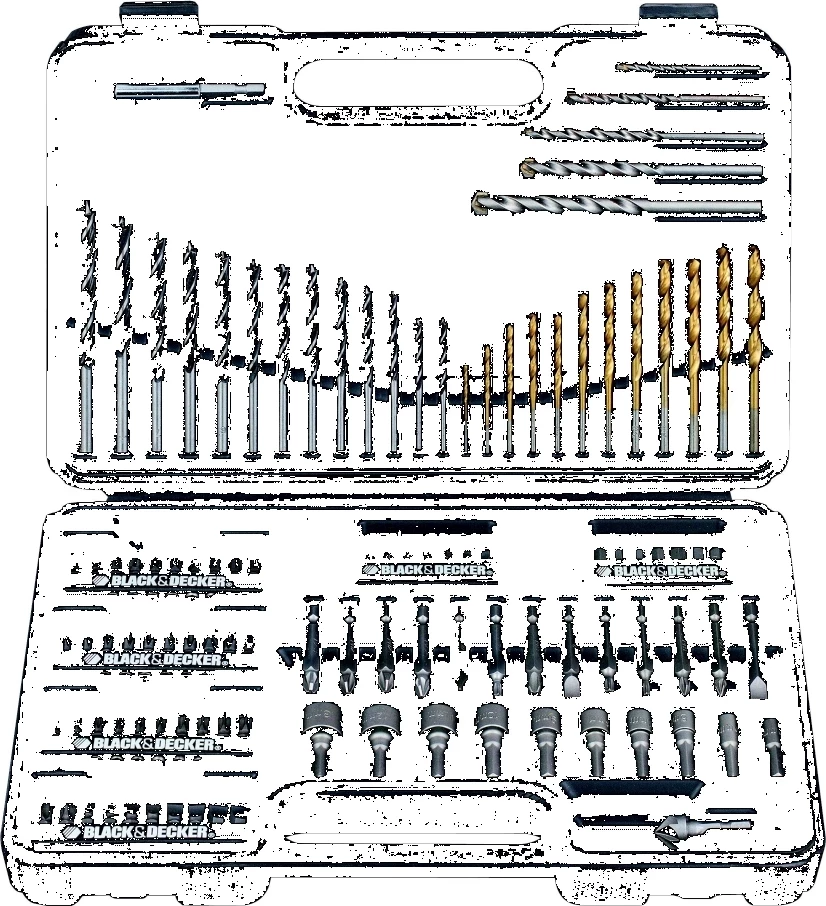 Set burgjish dhe bitash Black&Decker A7200, 109 copë, me kuti, e zezë
