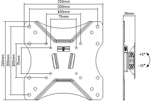 Mbajtëse muri për TV/monitor EQUIP 23-43", VESA 200x200, 20 kg, slim, e zezë