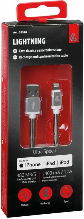 Kabllo Usb Lightning 200cm Bardhe