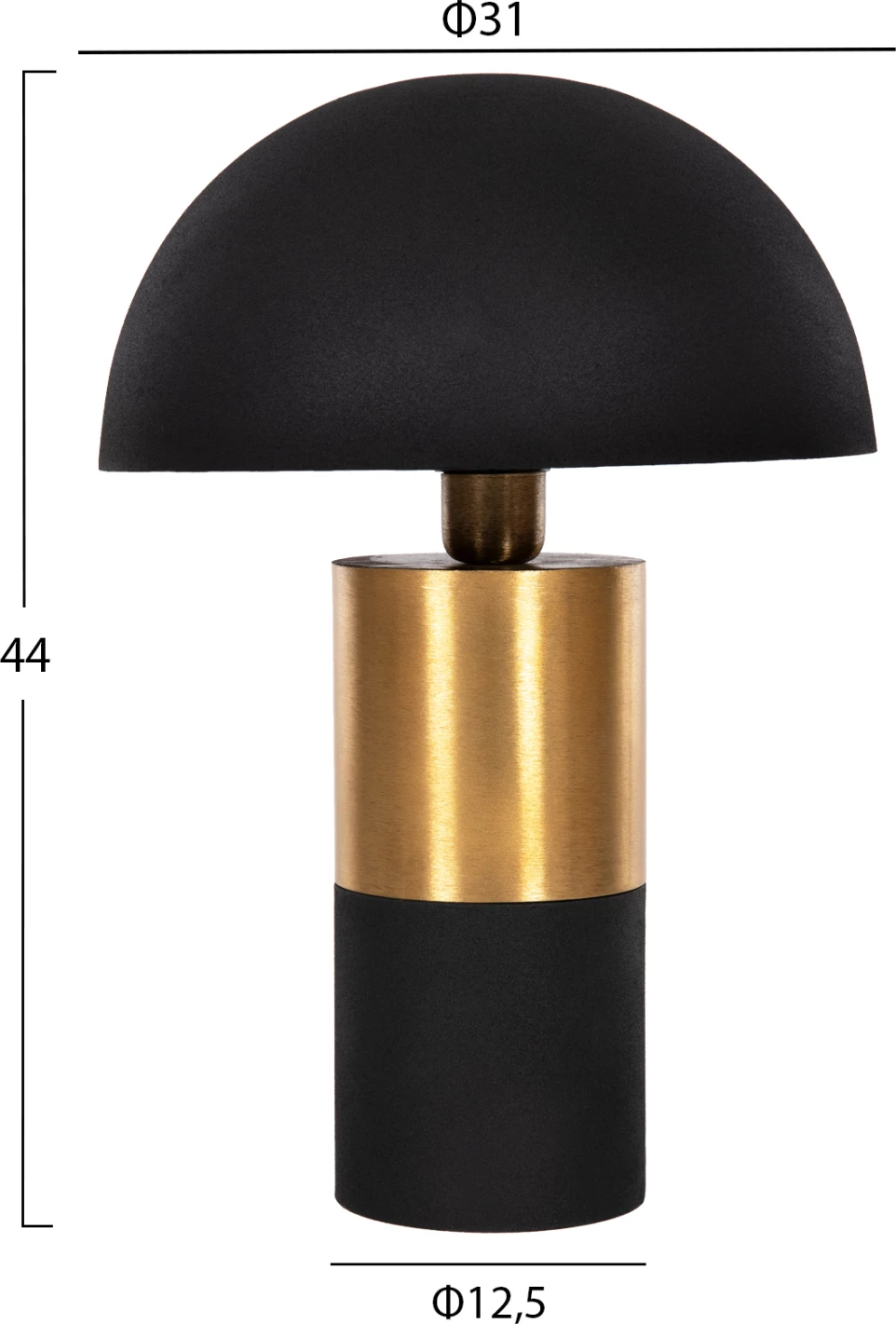 Llambë tavoline Pune, metalike, ngjyrë zezë-ari, Φ31x44H cm