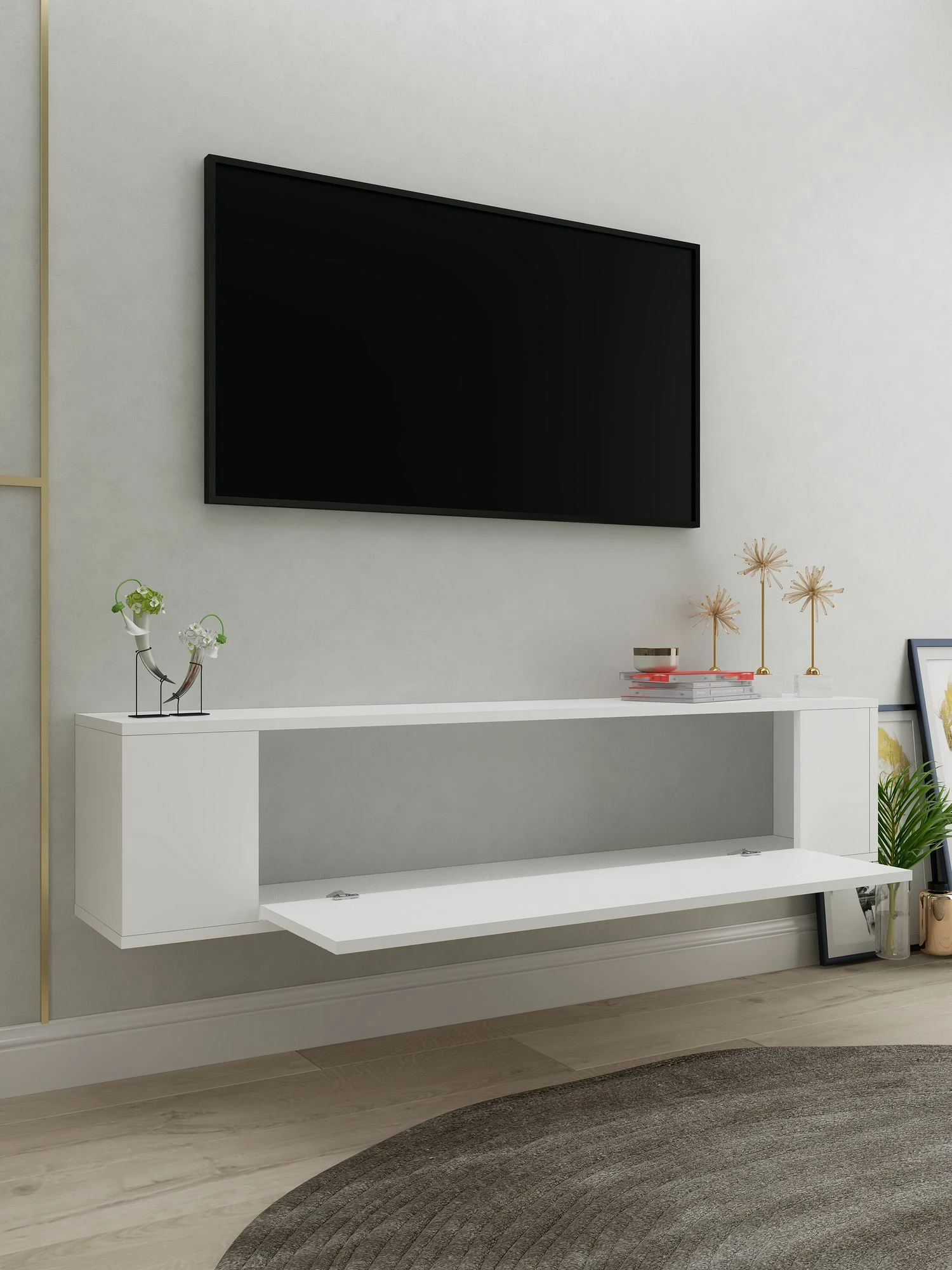 Komodë TV Skye Decor, Restol 3, e bardhë