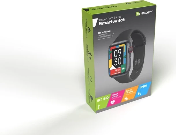 Smartwatch Tracer TW7-BL FUN, 1.84 inch, IP65, e zezë