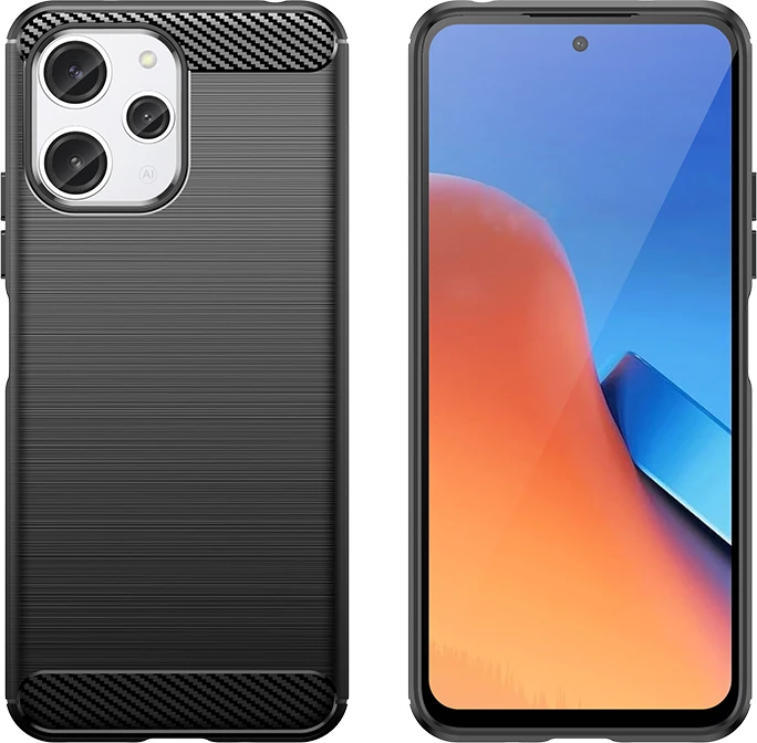 Mbështjellës Hurtel Carbon Case për Xiaomi Redmi 12, i zi