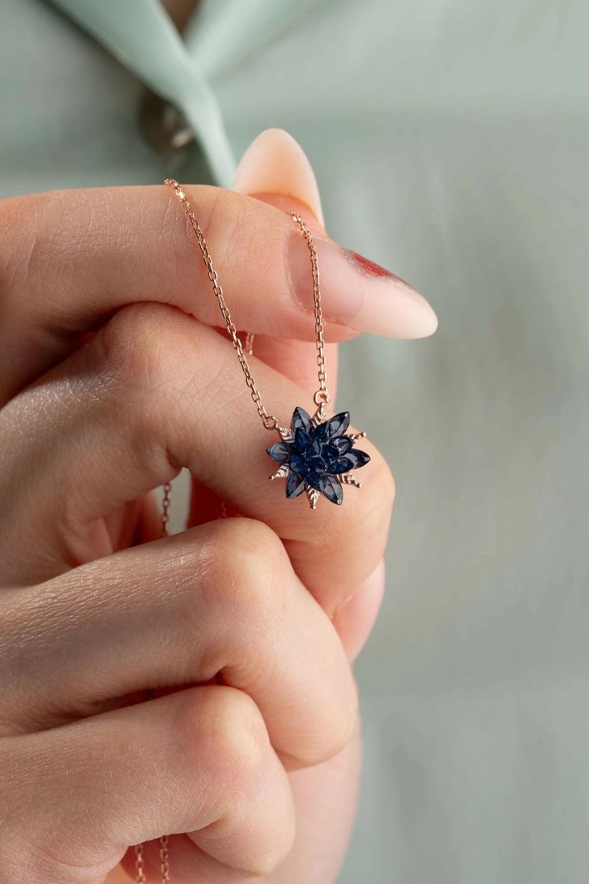 Qafore argjendi, ngjyrë navy blue dhe rozë gold, Jumeon, NRZ999291