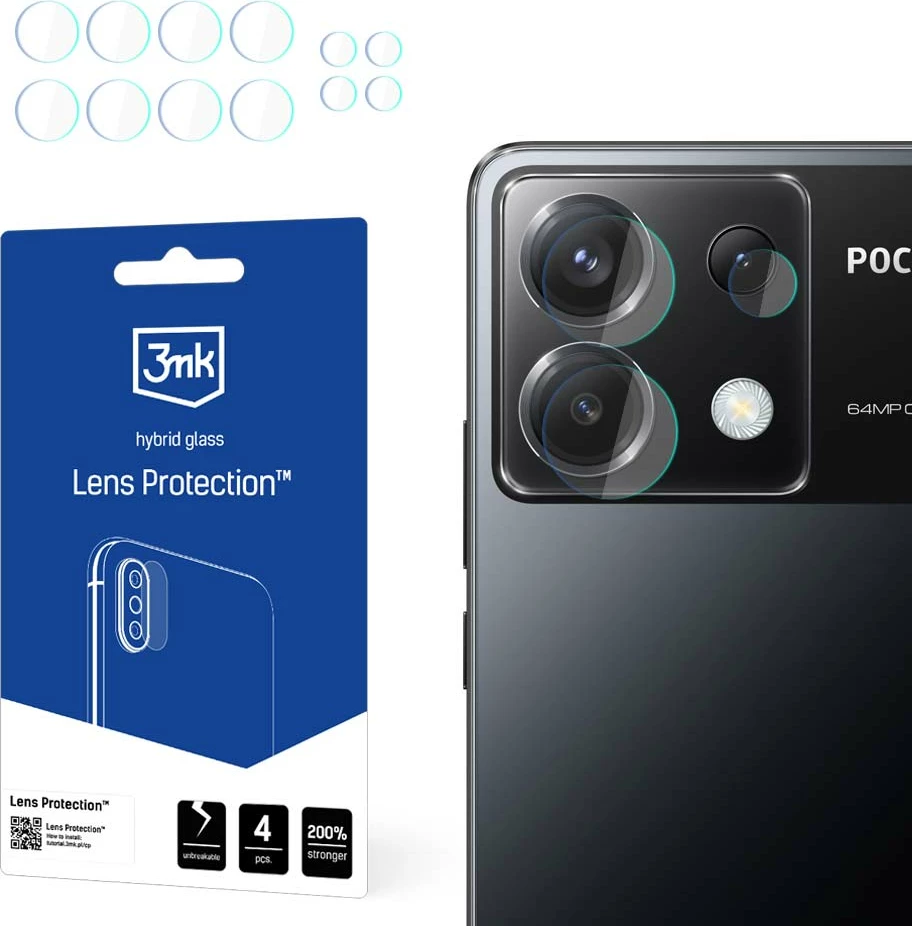 Mbrojtës xhami për kamerë 3mk Protection, për Poco X6 Pro 5G, 4 copë