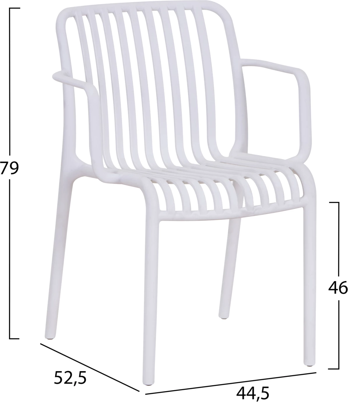 Karrige për jashtë CONVEE FH6105.01 polipropileni e bardhë 55x56x79H cm