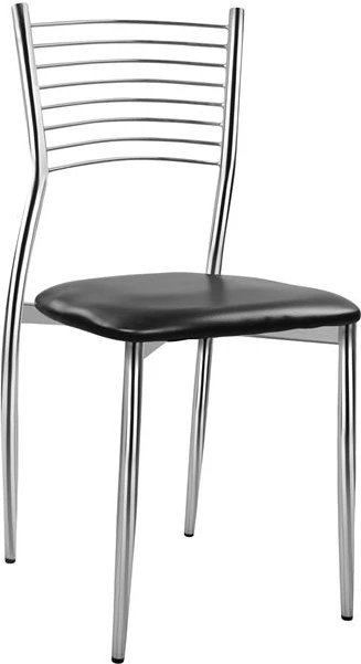 Karrige Elvira FH0025.02, ulëse nga PU e zezë, 40X44X83 cm, set prej 6 copë