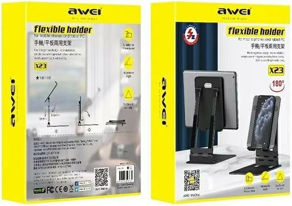 Mbajtës tavoline universal AWEI X23 për telefon dhe tablet, i zi
