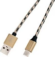 Kabllo USB LogiLink USB 2.0 Type-C në USB-A, 2 m, najlon e thurur, zezë/artë