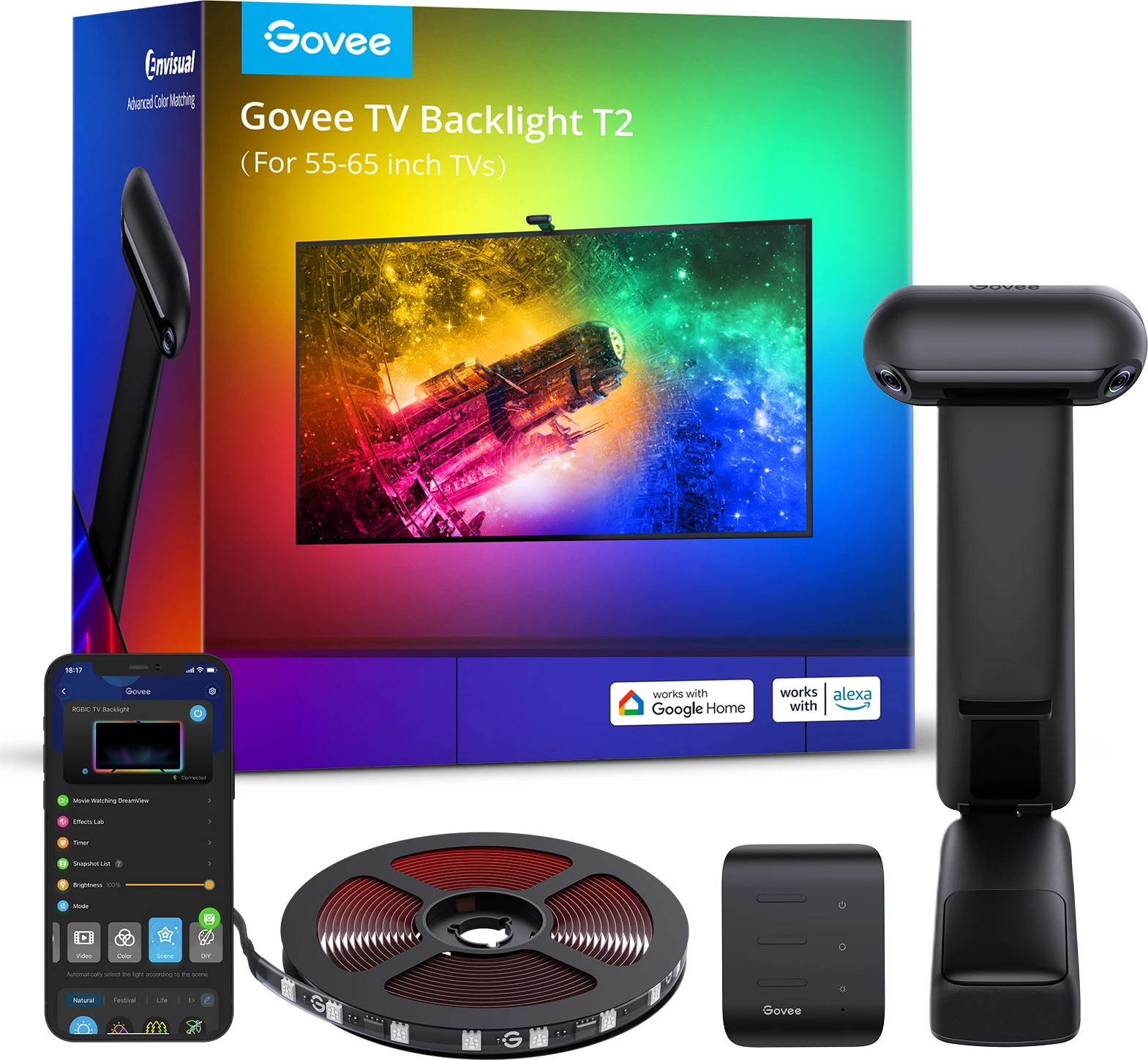 Shirit LED backlight për TV Govee Envisual T2 55-65" RGBIC