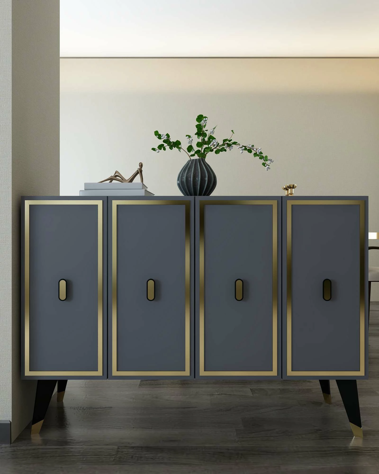Konsol Skye Decor, anthracite, e zezë, ari, 8173KM-32