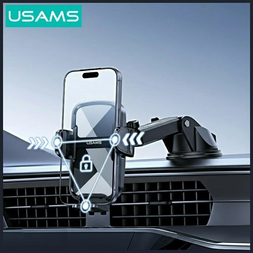 Mbajtëse telefoni për veturë USAMS ZJ086, për xham/pult, 4.7-7.0\", e zezë