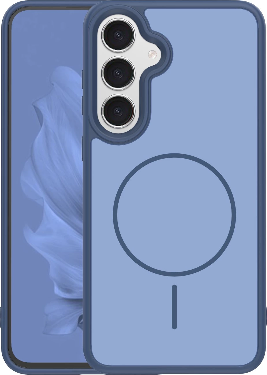 Mbështjellës ONASI 24453 për Samsung Galaxy S25 FE, Silicone Frame Case me MagSafe 2200GS, me vend për rrip, me 3D stickers mace, blu