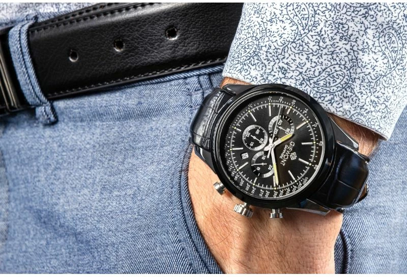 Orë dore meshkuj Giewont GW7650-A4, e zezë