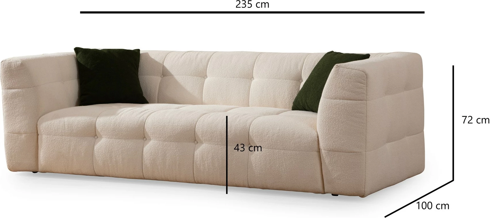 Divan treshe Atelier del Sofa, Cady, bezhë