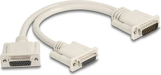 Adapter Y-kabllo DeLOCK DB-26 (D-Sub HD), 1x mashkull në 2x femër, 30 cm, bezhë