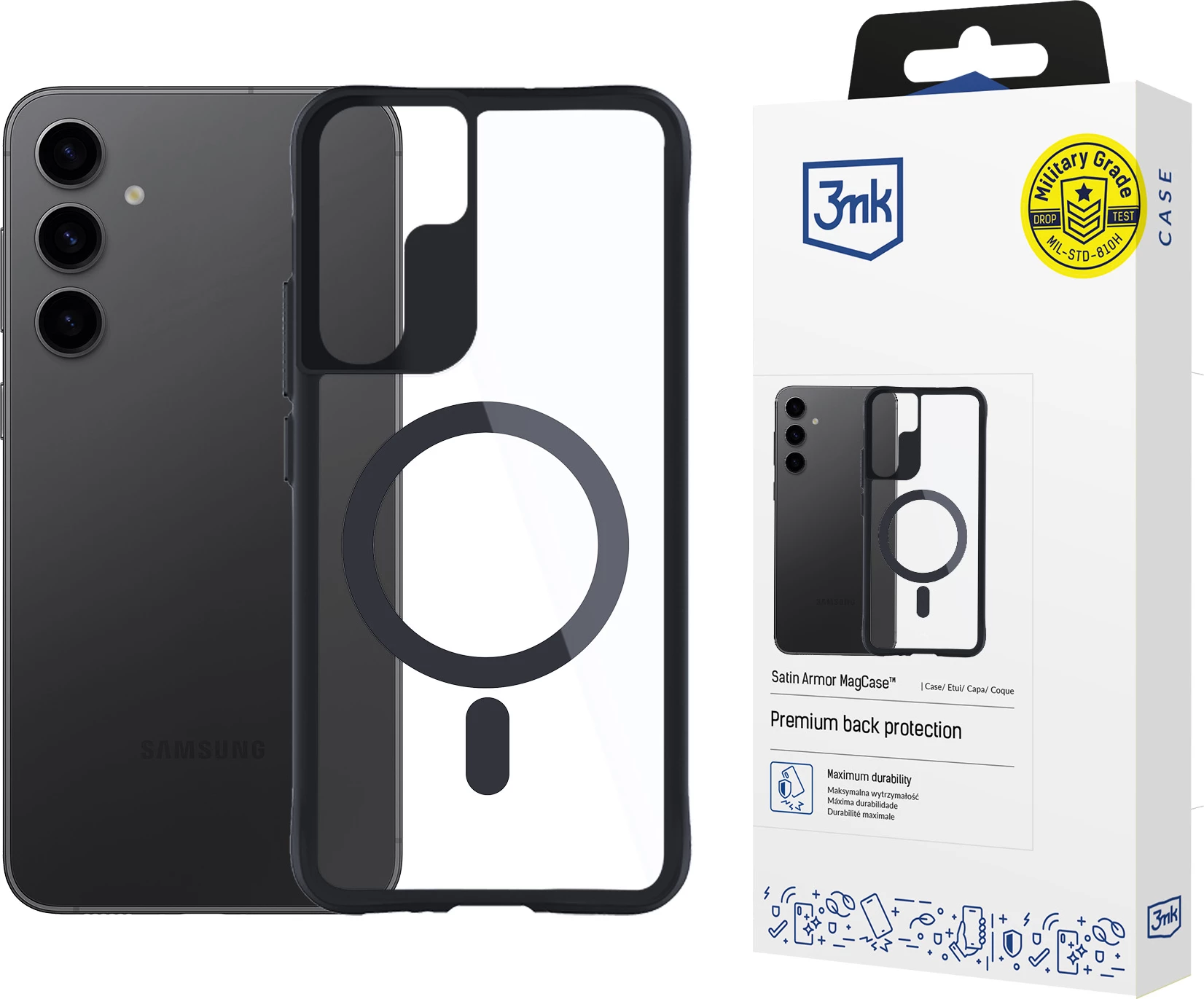 Mbështjellës 3mk Satin Armor MagCase për Samsung Galaxy S24+, Transparent