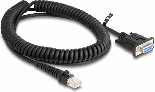 Kabllo spirale DeLOCK RJ-50 në D-Sub 9-pin, 1.5 m, e zezë