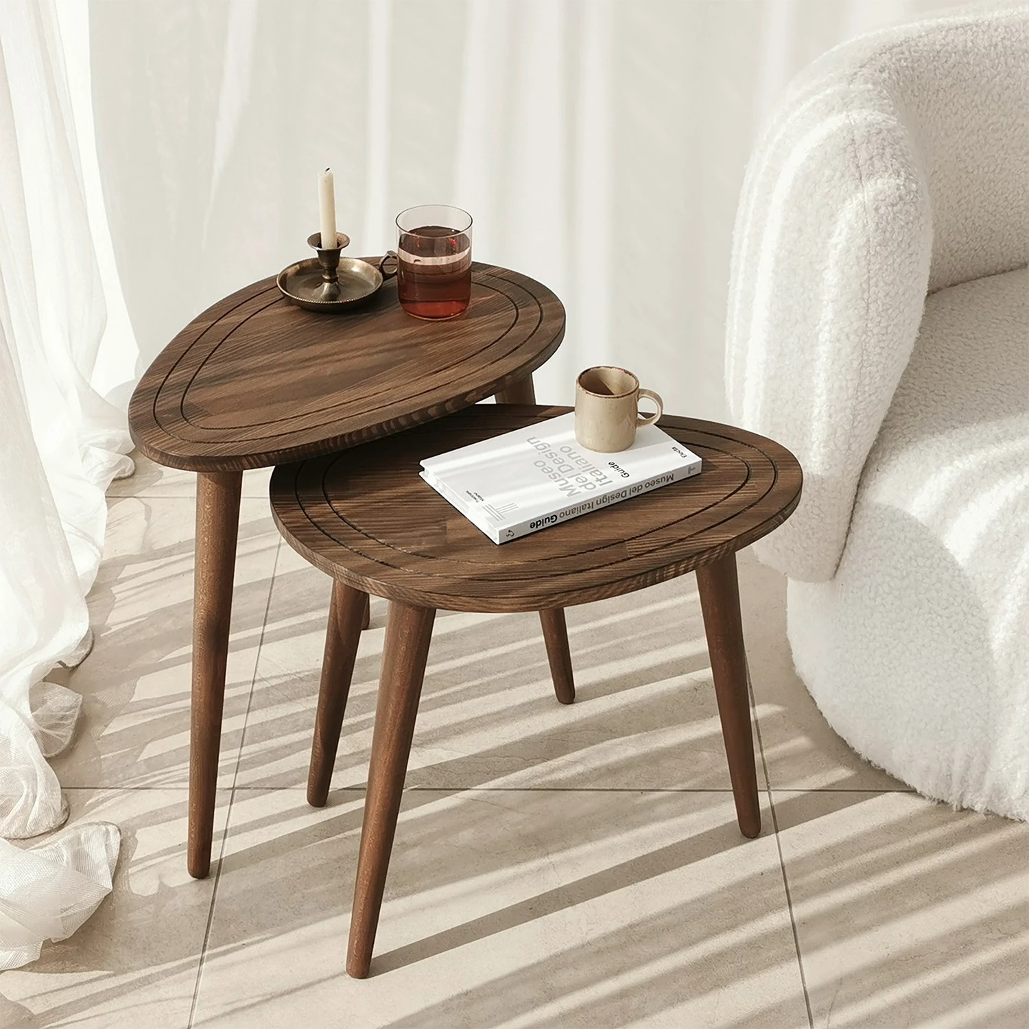 Set tavolinash ndihmëse (2 copë), Hanah Home, Sweet, ngjyrë arre