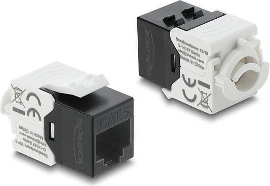 Modul Keystone DeLOCK RJ45 (femër) në LSA, Cat6 UTP, bardh/zi