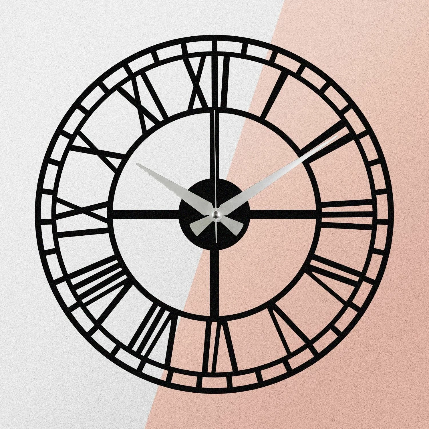 Orë muri dekorative metalike, Wallity Enzoclock - S002, e zezë, 48x48cm