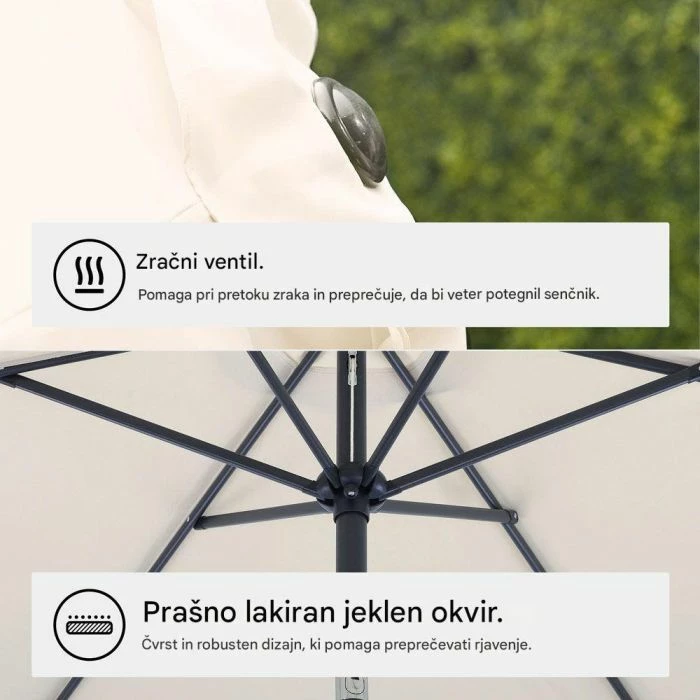 Çadër dielli VONHAUS 2522062 2.7m UV30+, me anim (tilt) dhe manivelë, bezhë