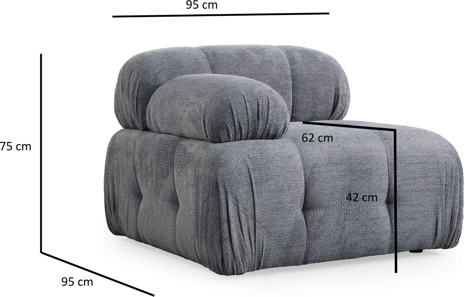 Divan treshe Atelier del Sofa, Petite 3, ngjyrë gri