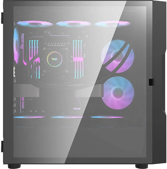Kasë Darkflash DK431 Glass me 4 ventilatorë RGB, Middle Tower, E-ATX/ATX/M-ATX, e zezë