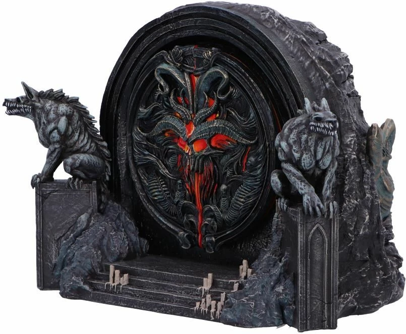 Kuti dekorative NEMESIS NOW Diablo IV Hells Gate 22 cm, rezinë, e zezë/gri me detaje të kuqe, gift box