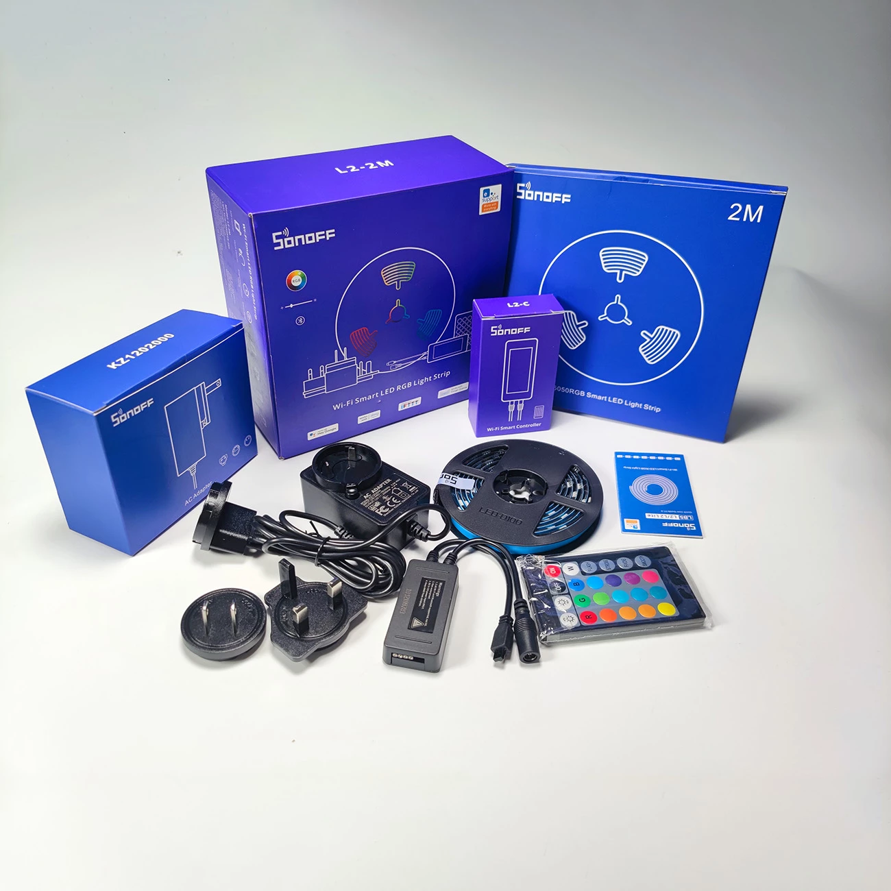 Shirit LED inteligjent Sonoff L2-2M, 2m, RGB, me telekomandë dhe Wi-Fi, i papërshkueshëm nga uji