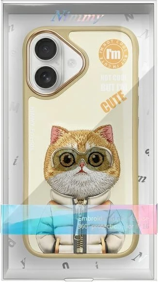 Mbështjellës Nimmy Cool&Cute 2.0 Cat për iPhone 16 6.1", khaki/jeshile
