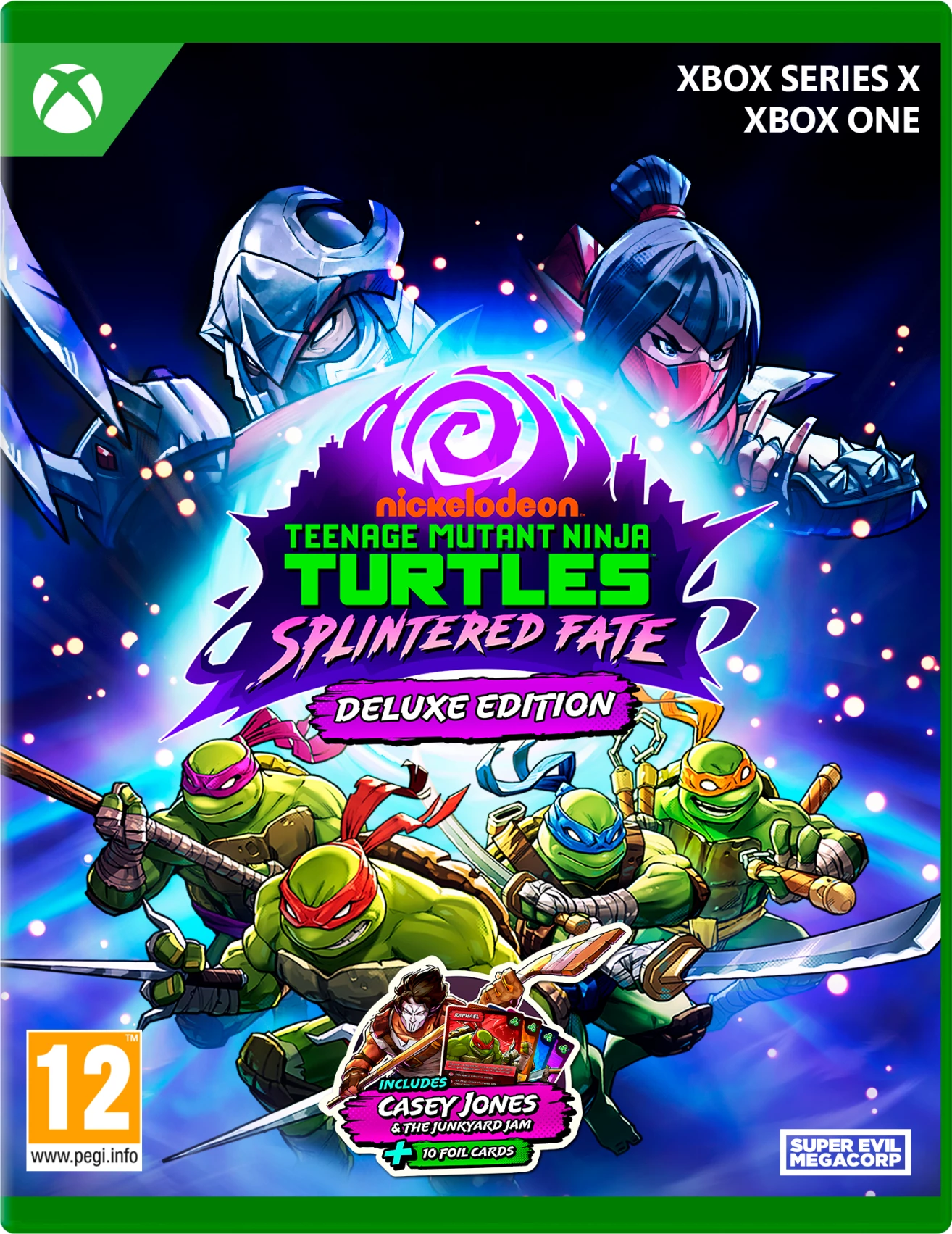 Lojë për Xbox Series X/Xbox One, Nighthawk Interactive, Teenage Mutant Ninja Turtles: Splintered Fate Deluxe Edition, PEGI 12, me expansion "Casey Jones & the Junkyard Jam", set 10 karta koleksionuese