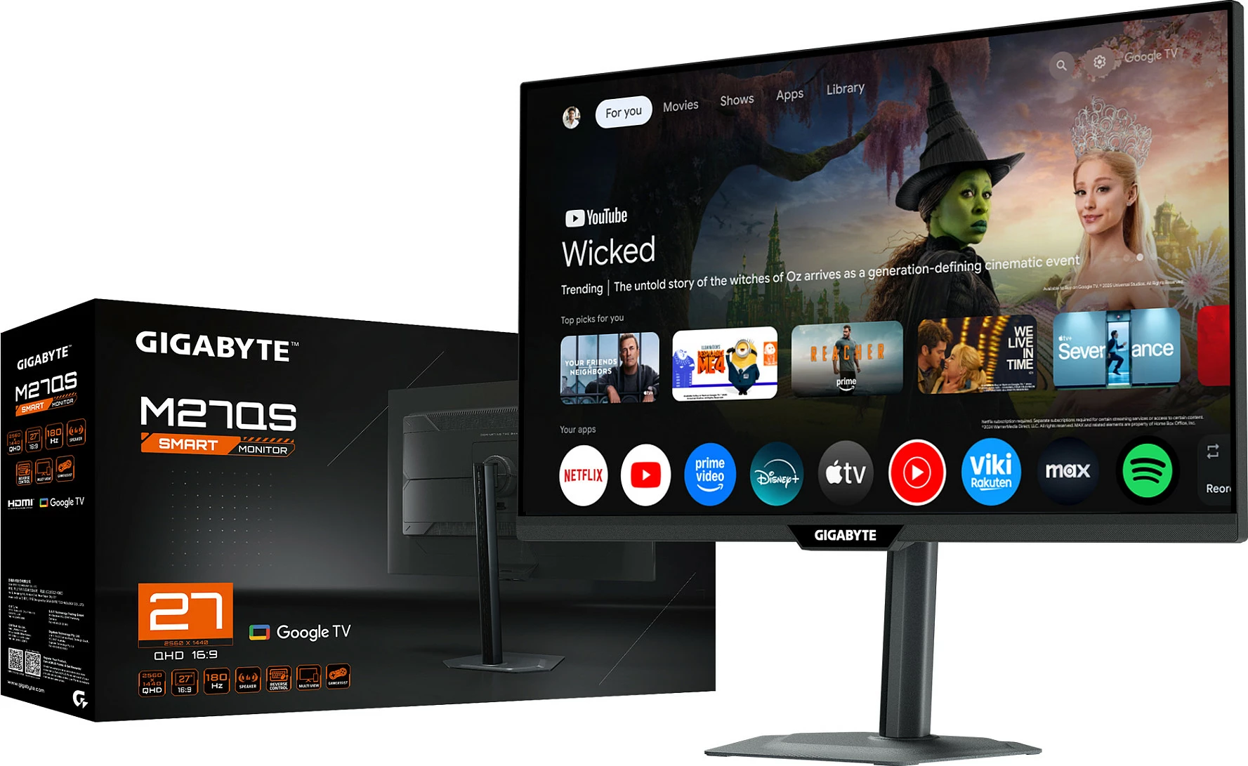 Monitor smart Gigabyte M27QS 27" QHD 180Hz 1ms, Google TV, IPS, i zi