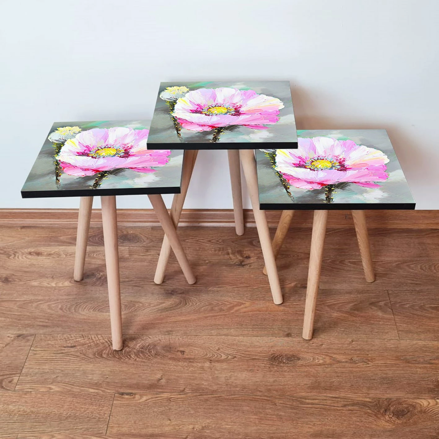 Set tavolinash ndihmëse, 3 copë, ngjyra të ndryshme, Skye Decor, 3Shp299