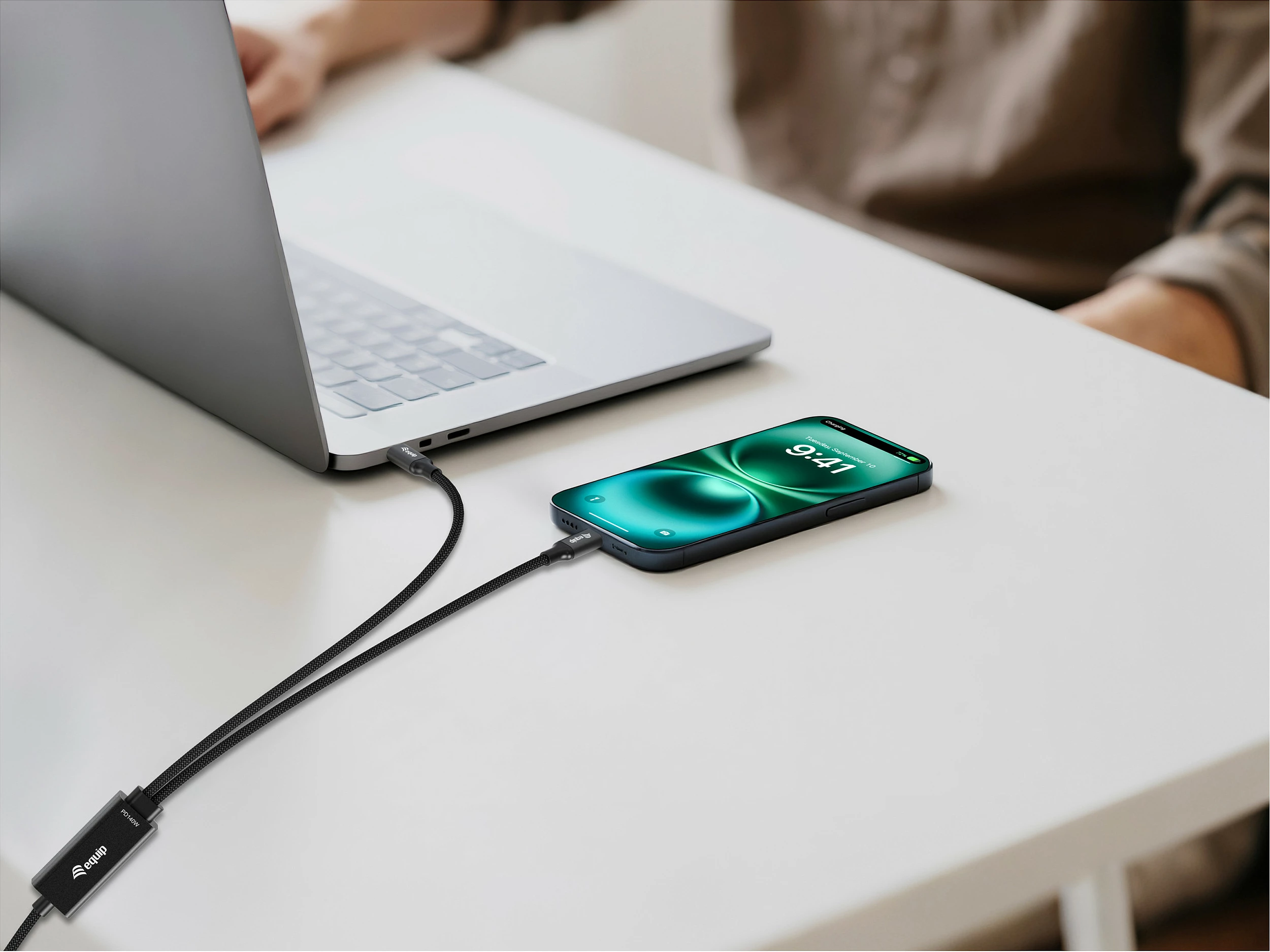 Kabllo USB-C në 2x USB-C (Y) Equip 128895, 1.5 m, PD 140W, USB 2.0, e zezë