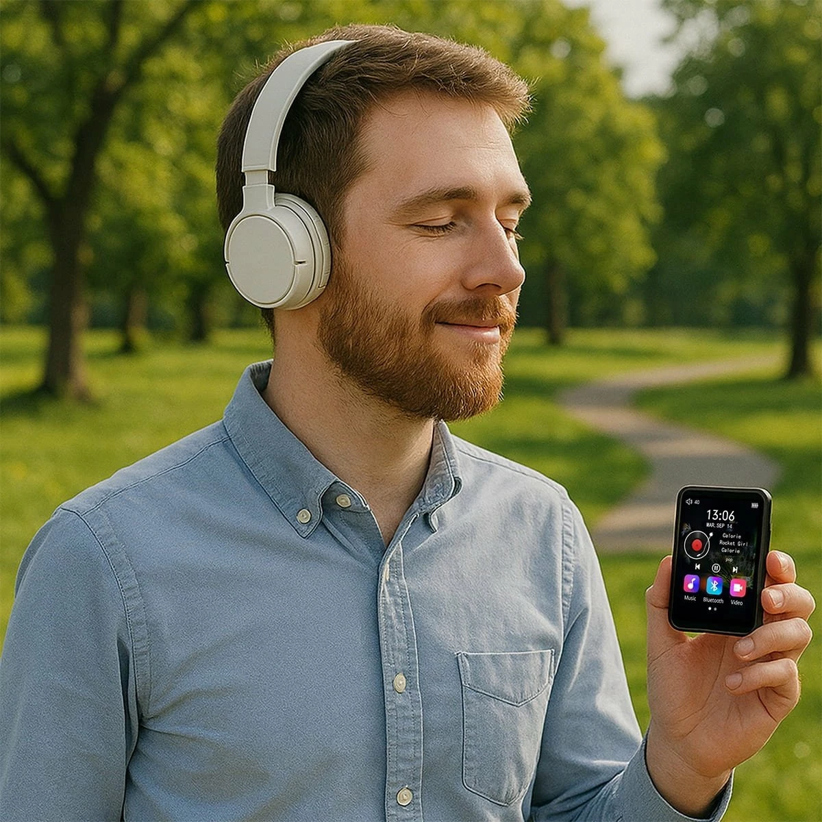 Player MP3/MP4 Zenwire Vibe P1, 32GB, Bluetooth, ekran 2.4\" IPS, radio FM, diktafon, i zi, me microSD 32GB, kufje dhe kabllo USB