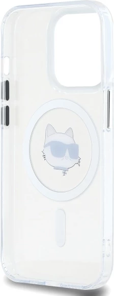 Mbështjellës Karl Lagerfeld IML Metal Choupette Head MagSafe për iPhone 14 Pro, Bardhë