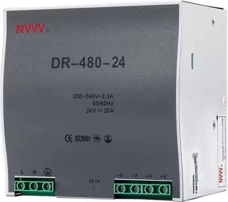 Trafo 24V DC DR-480W 20A për montim në shina