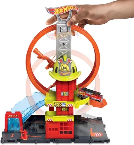 Set lodër për fëmijë Hot Wheels City Super Loop Fire Station Playset