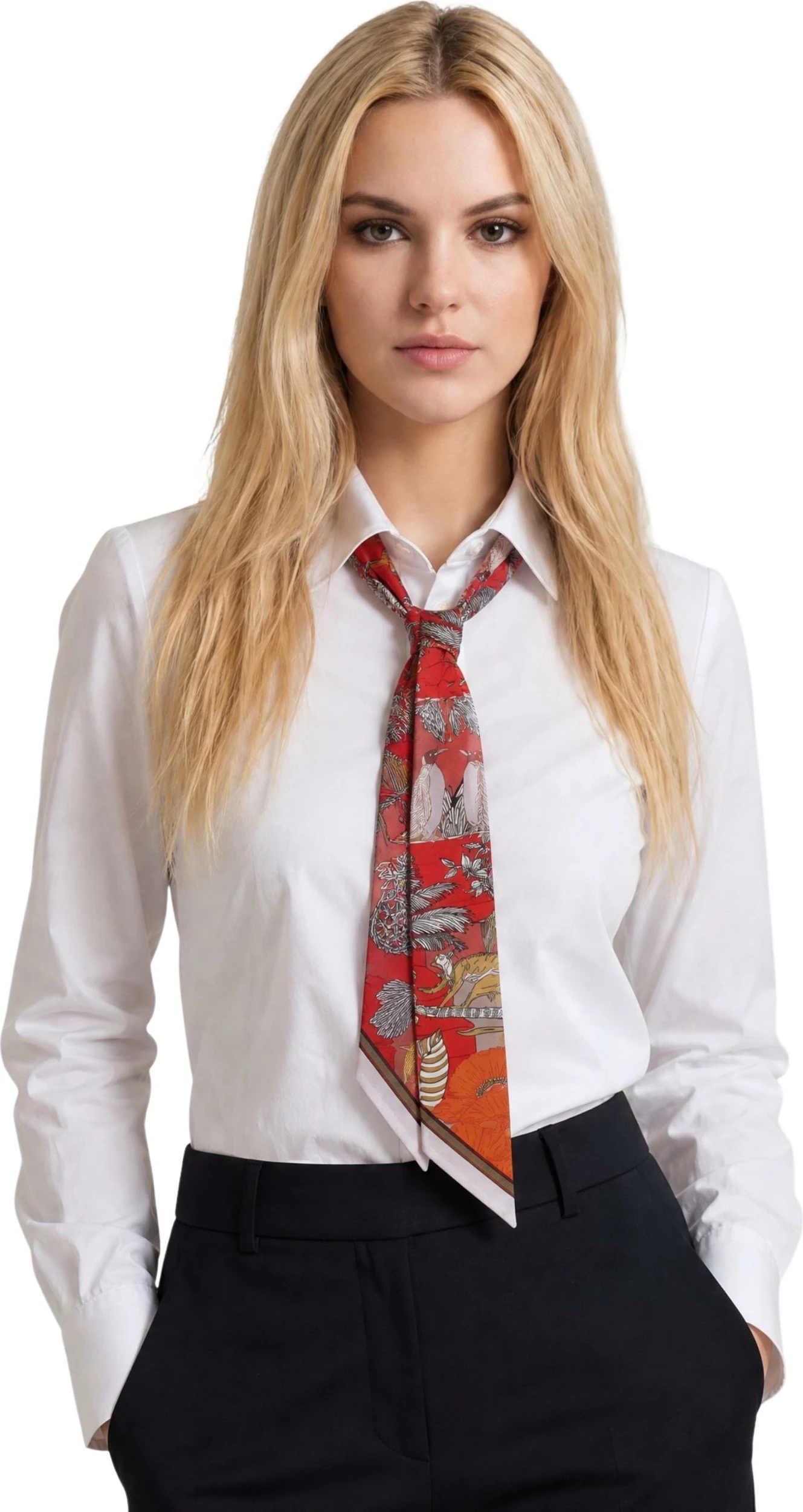 Fular për femra I am Foulard Floreale, i kuq