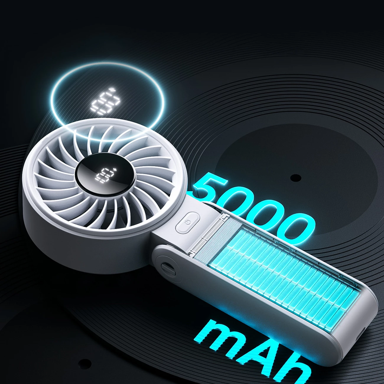 Ventilator dore Jisulife Life7 3600mAh USB-C 5 nivele, gri, set me kabllo USB-C dhe rrip