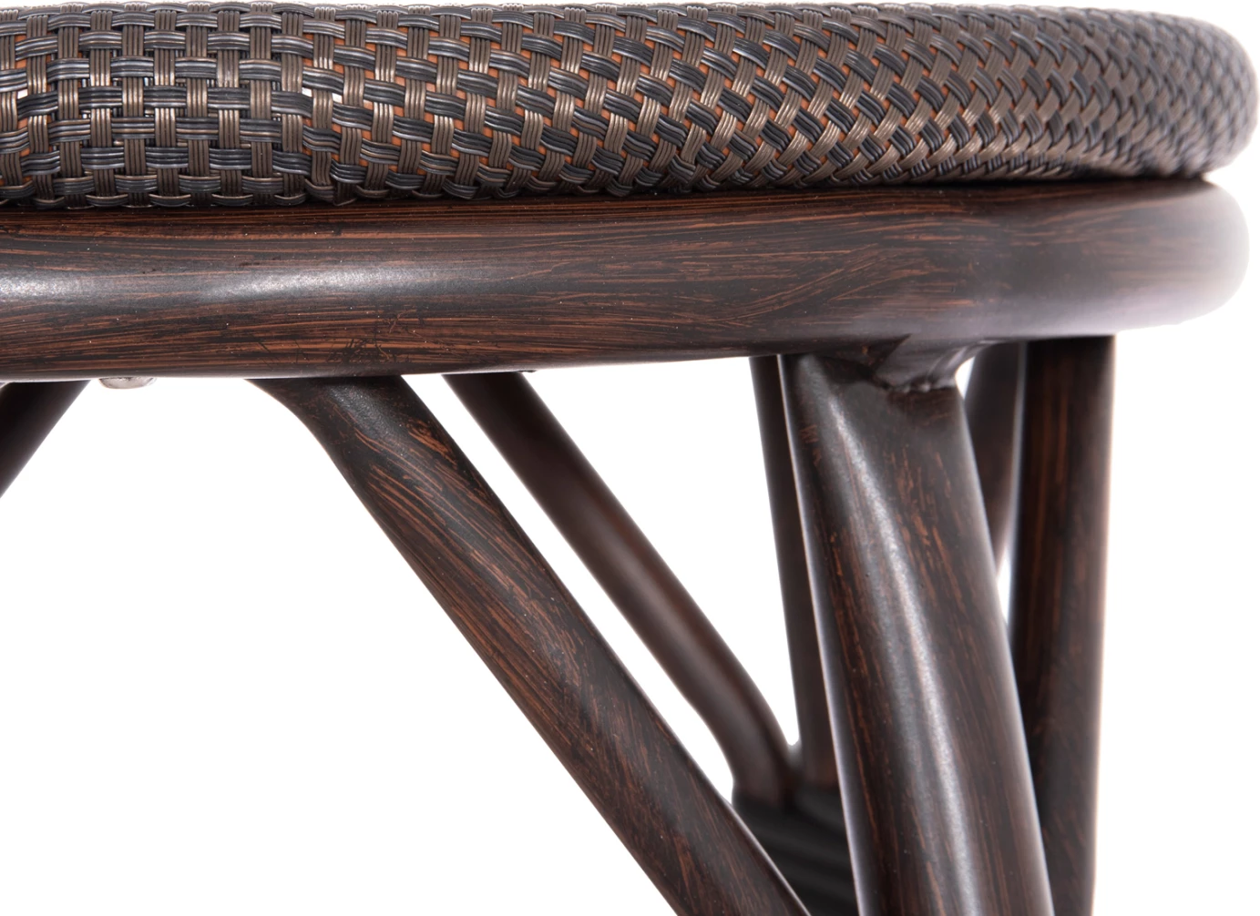 Karrige për bar mesatare alumini CHINO FH6286.01 pamje bambuje & tekstilene ngjyrë kafe 43x43x65Hcm