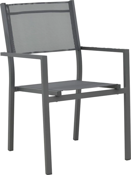 Tavolinë me karrige për terasë Appa-Moly, alumin dhe dru kompensat, ngjyrë antracit, set prej 5 pjesësh, Φ120x74cm